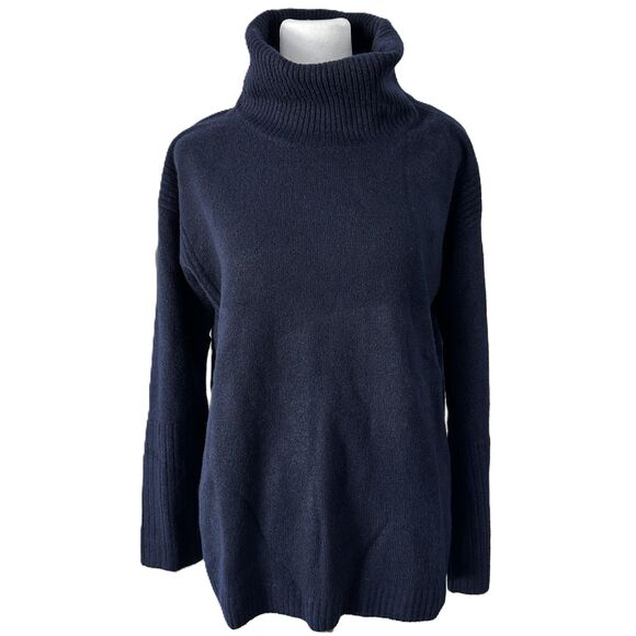 New LOFT Turtleneck Sweater Navy Blue Heather Relaxed Fit Size Small - Picture 1 of 6